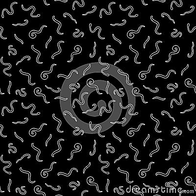 Helminths Nematodes and Intestinal Worms vector outline Seamless Pattern Vector Illustration