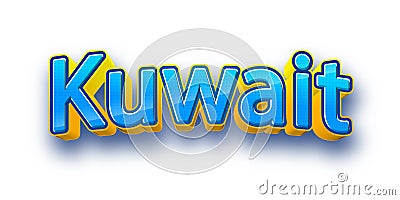 Country Kuwait text for Title or Headline. In 3D Fancy Fun and Cute style. Stock Photo