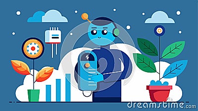 With the help of artificial intelligence the smart control system can predict upcoming temperature changes and adjust Vector Illustration