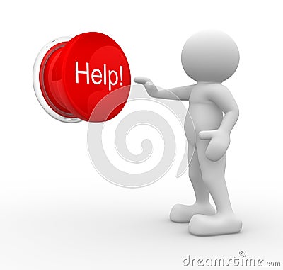 Help Button Cartoon Illustration