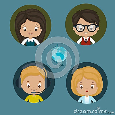 Help center women and men Vector Illustration