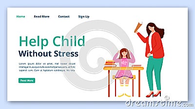 Help child without stress landing page vector template Vector Illustration