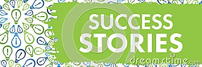 Success Stories Green Blue Bulbs Circular Texture Text Stock Photo