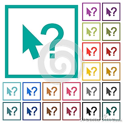 Help cursor flat color icons with quadrant frames Stock Photo