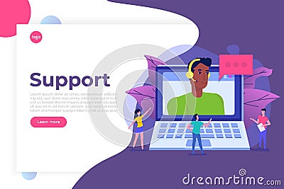 Help desk, Call center consultants avatar. Customer Care concept. Live chat operator. Online customer support Vector Illustration