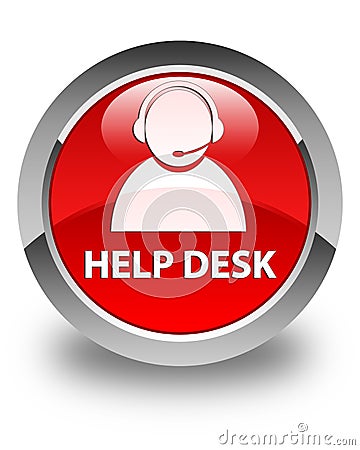 Help desk (customer care icon) glossy red round button Cartoon Illustration