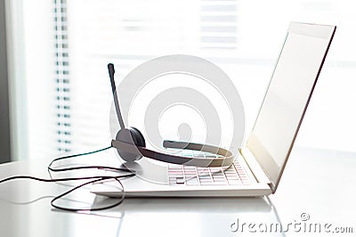 Help desk, customer service, support hotline or call center Stock Photo