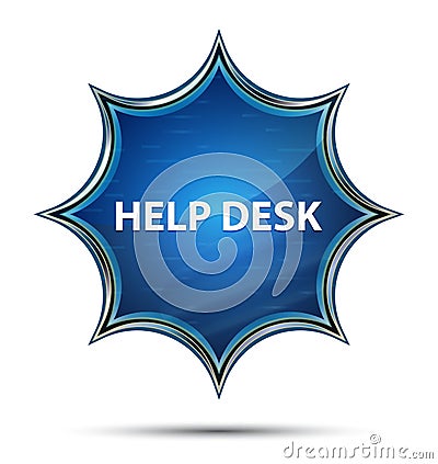 Help Desk magical glassy sunburst blue button Stock Photo
