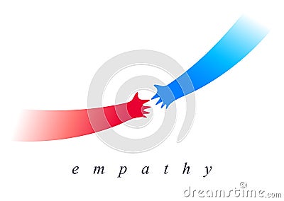 Help and empathy concept two hands helping one another vector simple minimal illustration, care give aid, friendship understanding Vector Illustration