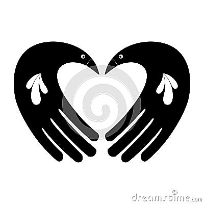 Help Hope Illustration Logo Design Hands icons and symbols. Vector heart bird Vector Illustration