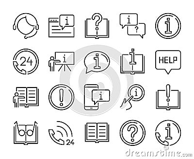 Help icon. Help and Support line icons set. Vector illustration. Vector Illustration