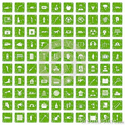 100 help icons set grunge green Vector Illustration