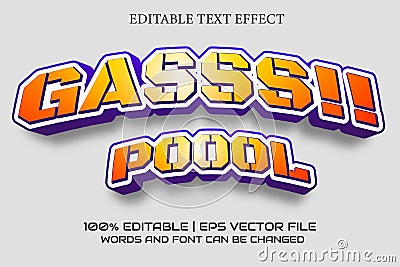 Gass pool text effect with black background. Vector Illustration