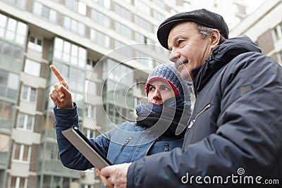 Help the passerby to find the right direction Stock Photo