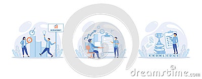 Help in professional development. Qualified employee training program. Learning for software development and growth. Agile project Vector Illustration