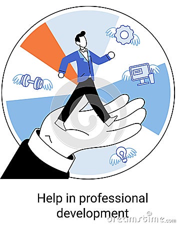 Help in professional development. Qualified employee training program. Human resource management Vector Illustration