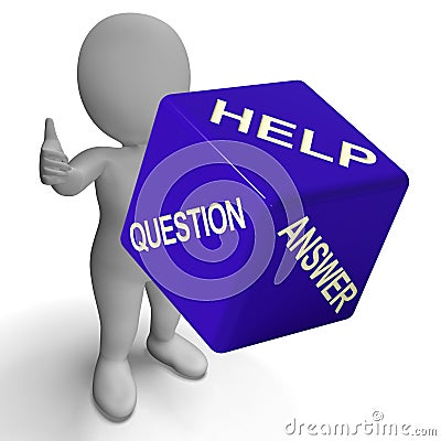 Help Question Answer Dice Showing Knowledge And Assistance Stock Photo