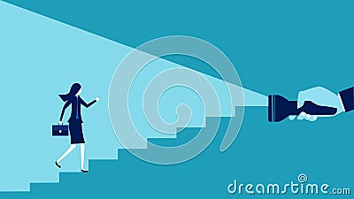 Help shine a guiding light for business women. business support concept Vector Illustration