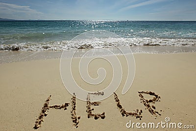 Help Sign on the beach Stock Photo