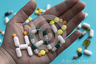 Need Help? Painkiller concept and drug abuse. Stock Photo