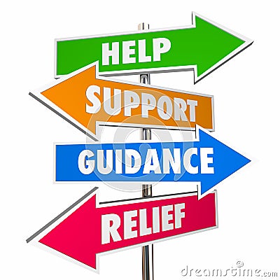 Help Support Guidance Relief Assistance Words Signs Stock Photo