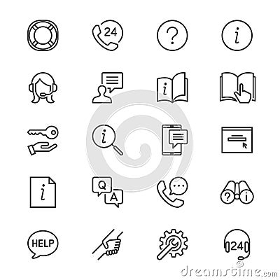 Help and support thin icons Vector Illustration