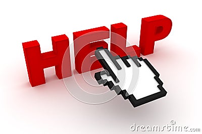 Help text with computer cursor Stock Photo