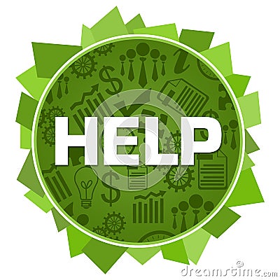 Help Green Business Symbols Circular Stock Photo