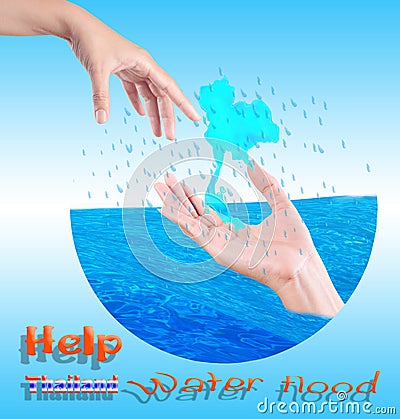 Help Thailand water Flood Stock Photo