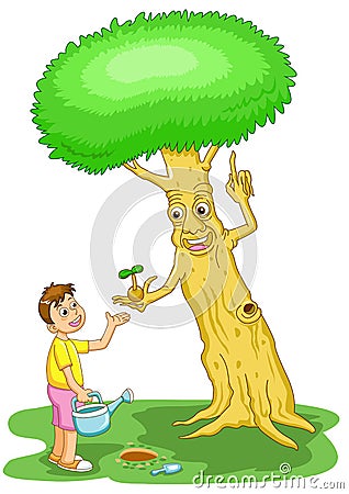 Help the tree save the world Vector Illustration