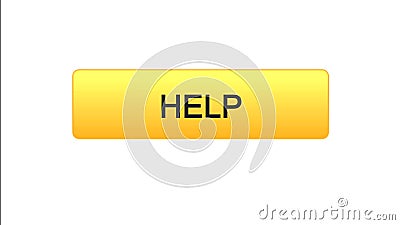 Help web interface button orange color, support online, assistance application Stock Photo