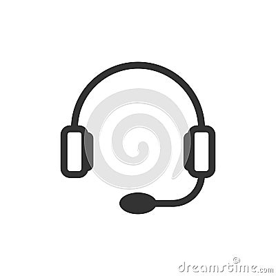 Helpdesk icon in flat style. Headphone vector illustration on white isolated background. Chat operator business concept Vector Illustration