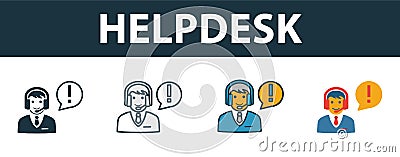 Helpdesk icon set. Premium symbol in different styles from customer service icons collection. Creative helpdesk icon filled, Stock Photo