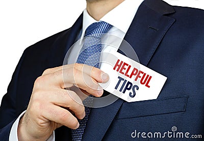 Helpful Tips - Business Card slogan Stock Photo