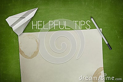 Helpful tips concept on green blackboard with Stock Photo