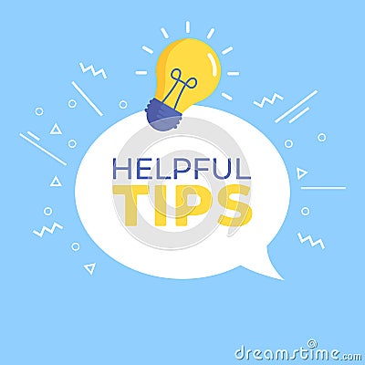 Helpful tips message bubble with light bulb emblem. Symbol for helpful tips. Frequently asked questions sign Vector Illustration