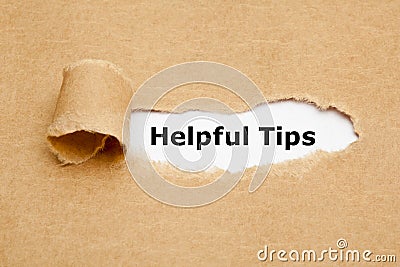 Helpful Tips Torn Paper Stock Photo