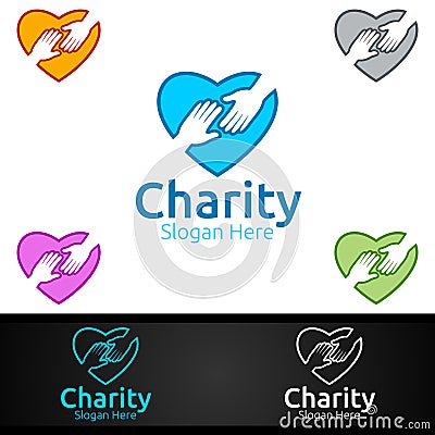 Helping Hand Charity Foundation Creative Logo for Voluntary Church or Charity Donation Vector Illustration