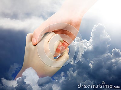 Helping Hand in the Clouds Stock Photo