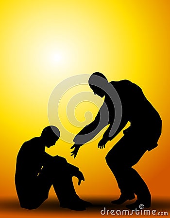 A Helping Hand People Silhouettes Cartoon Illustration