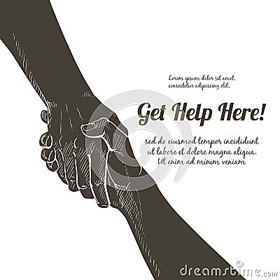 Helping hand vector. Gesture, sign of help and hope. Vector Illustration