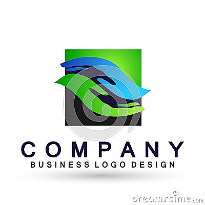 Helping hands care hands logo icon vector designs on white background Cartoon Illustration