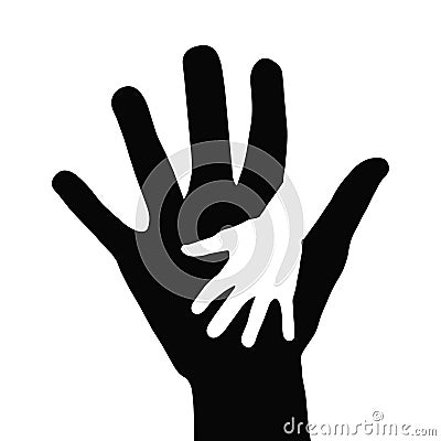 Helping hands concept, parent and baby hands icon, stock vector Vector Illustration