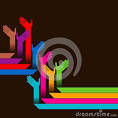 Helping hands of different colors Vector Illustration