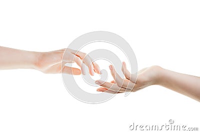 Helping hands isolated on white background. Stock Photo