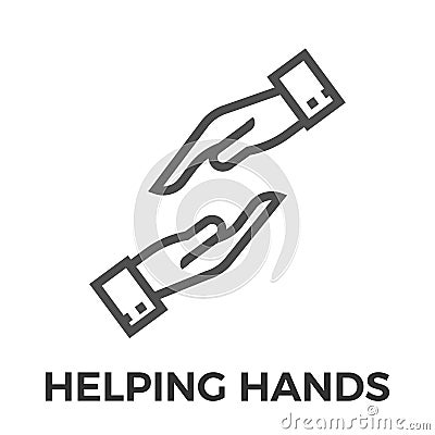 Helping hands thin line vector icon Vector Illustration