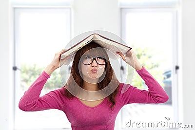 Helpless asian young woman Stock Photo