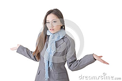 Helpless young business woman Stock Photo