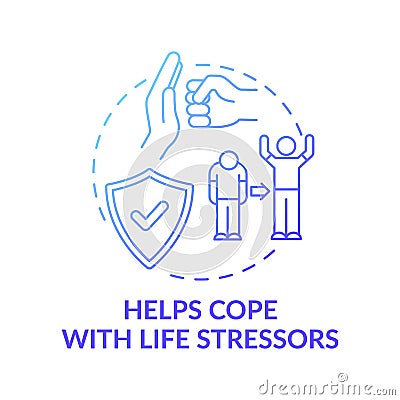Helps cope with life stressors blue gradient concept icon Vector Illustration