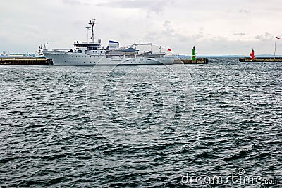 Ship in Helsingor Elsinore harbor, Denmark Editorial Stock Photo
